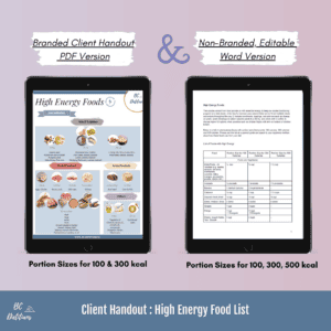 Client Handout : High Energy / Calories Food List